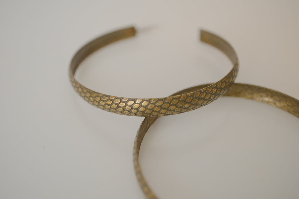 Textured brass hoop earrings