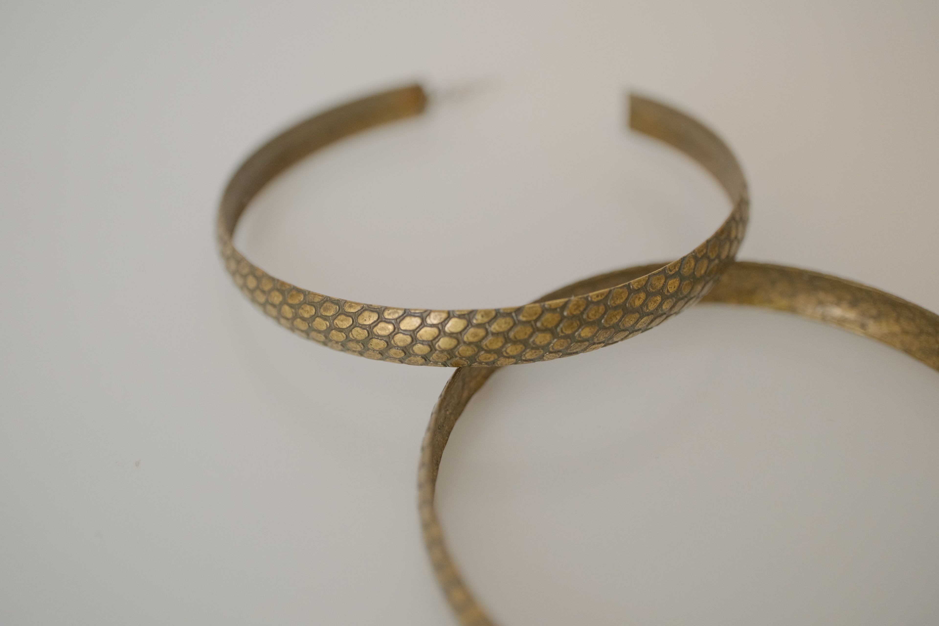 Textured brass hoop earrings