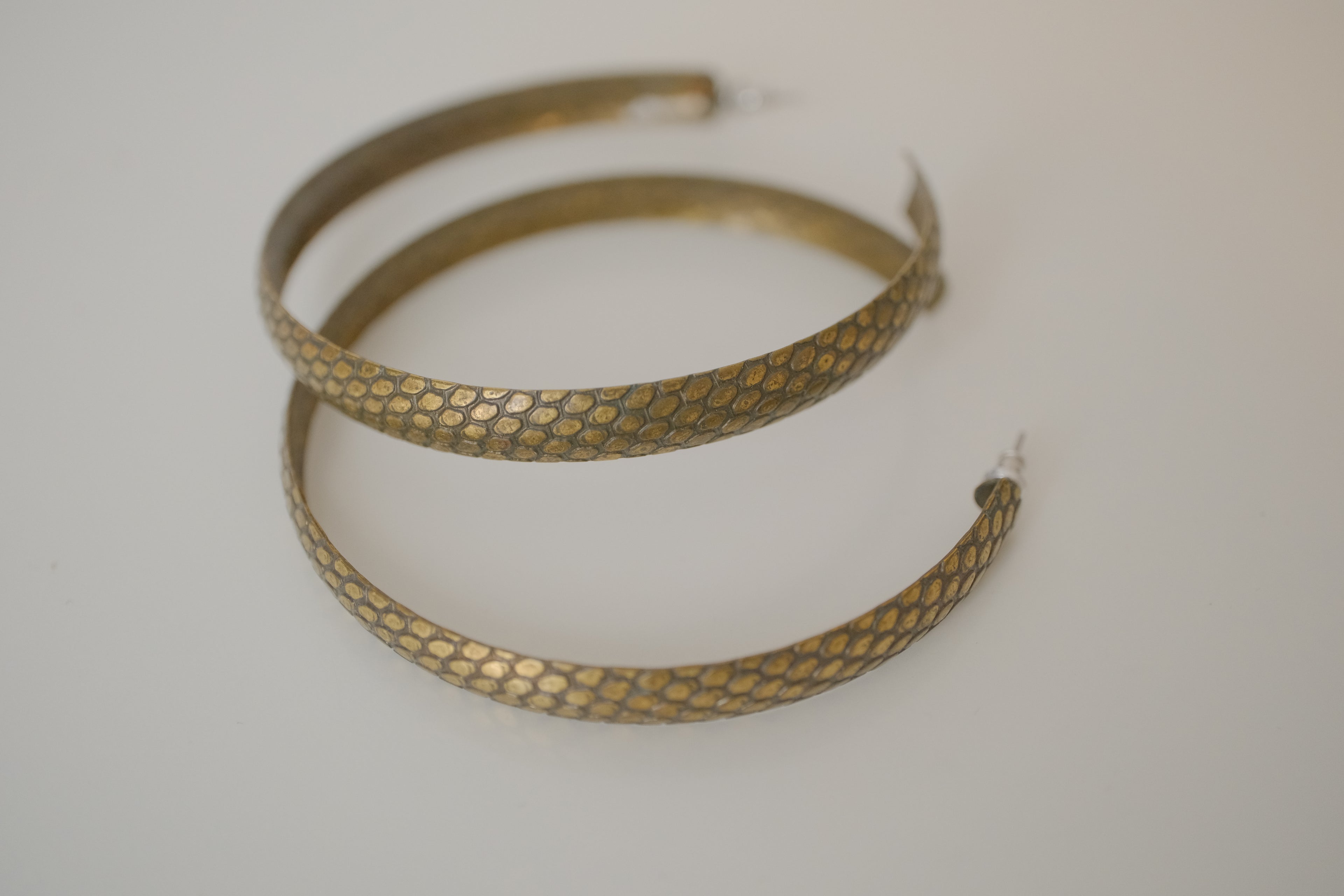 Textured brass hoop earrings