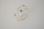 Vintage sterling silver abalone shell inlays cuff bracelet&nbsp;