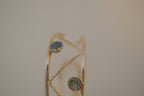Vintage sterling silver abalone shell inlays cuff bracelet&nbsp;