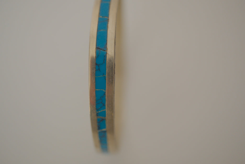 Vintage Sterling silver Turquoise inlay bangle bracelet