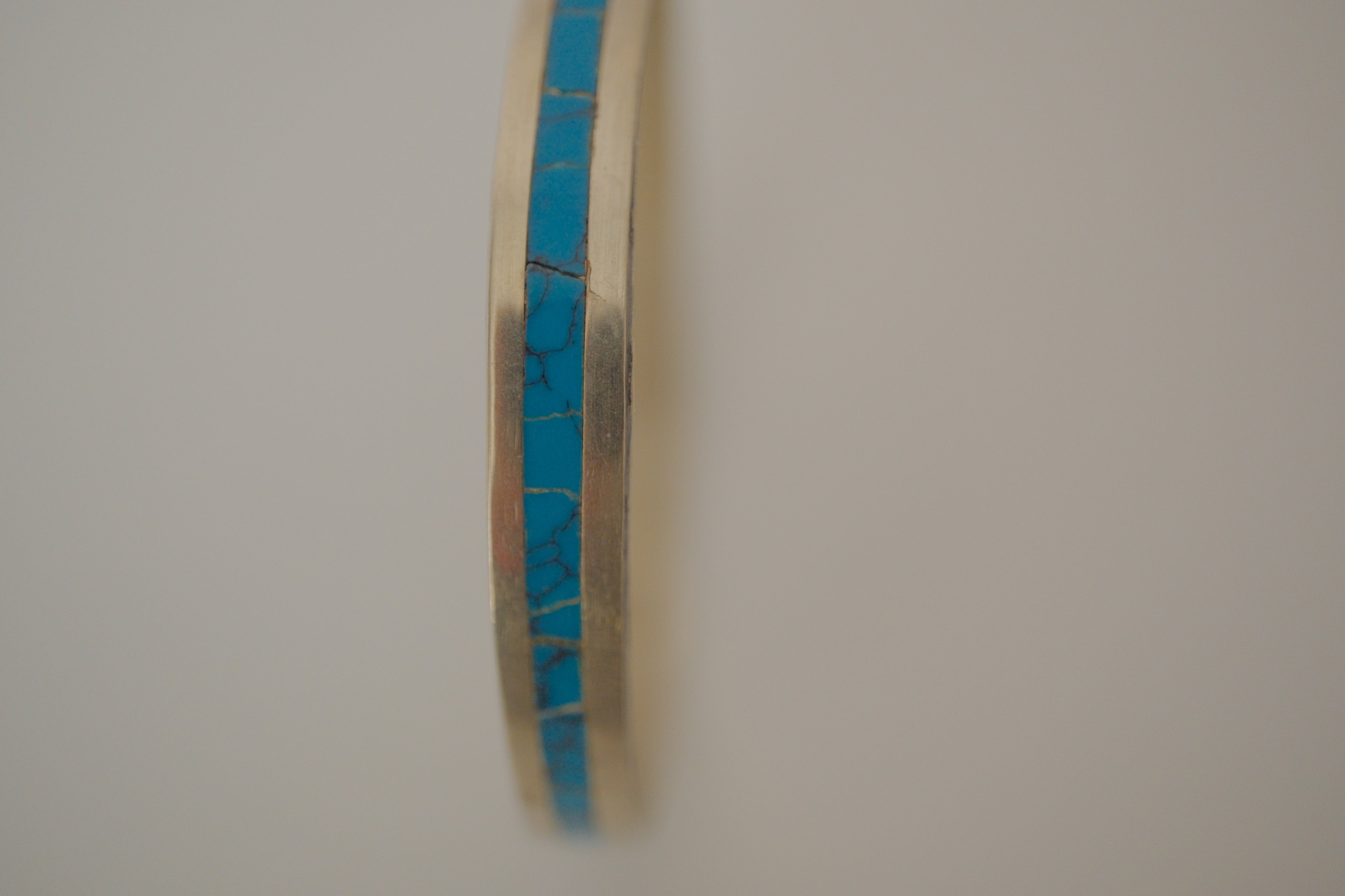 Vintage Sterling silver Turquoise inlay bangle bracelet