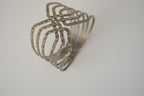 Vintage Large Bronze Hammered Metal Criss Cross Bracelet