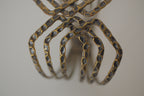 Vintage Large Bronze Hammered Metal Criss Cross Bracelet