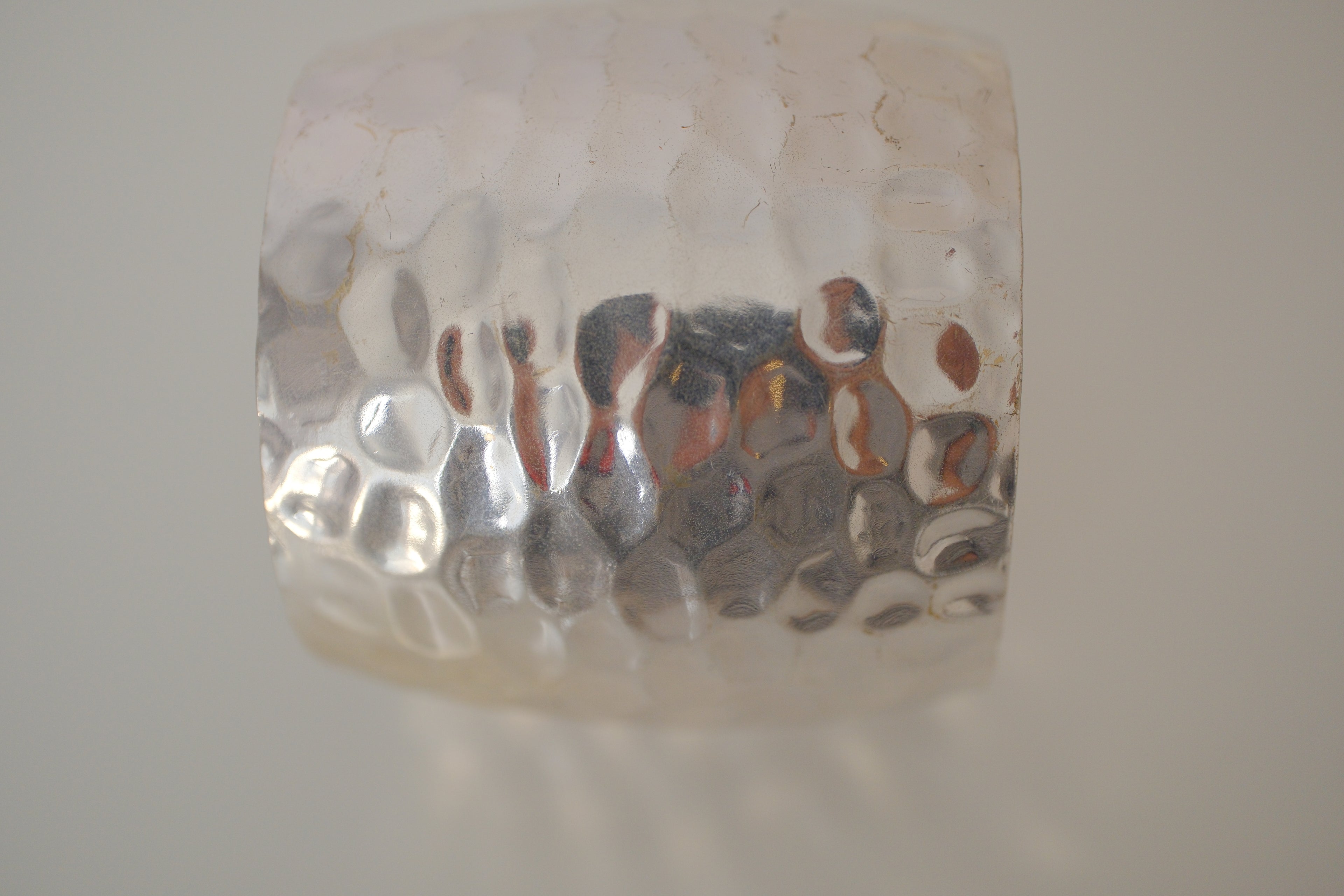 Wide hammered silver cuff bracelet