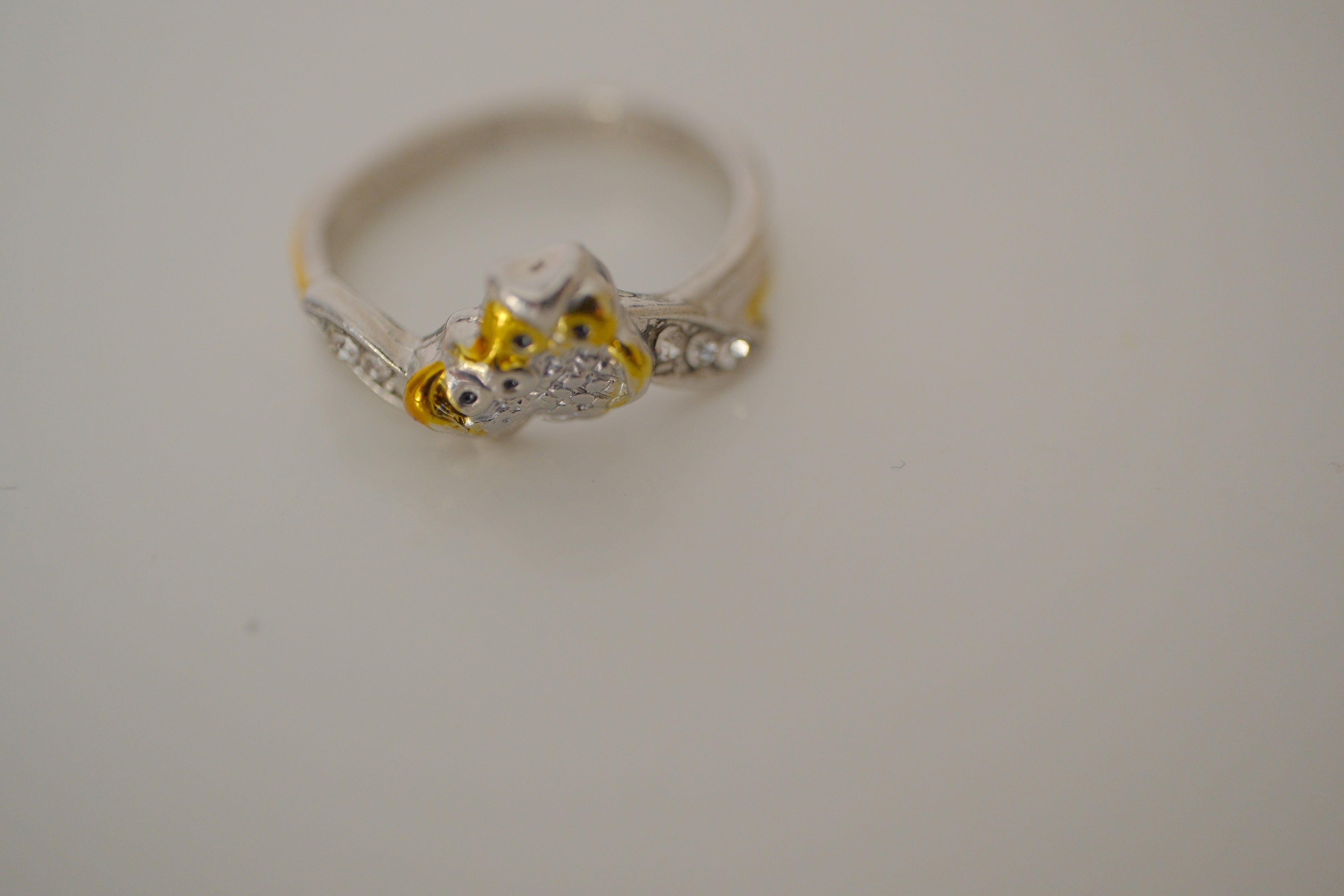 Two-tone owl ring
