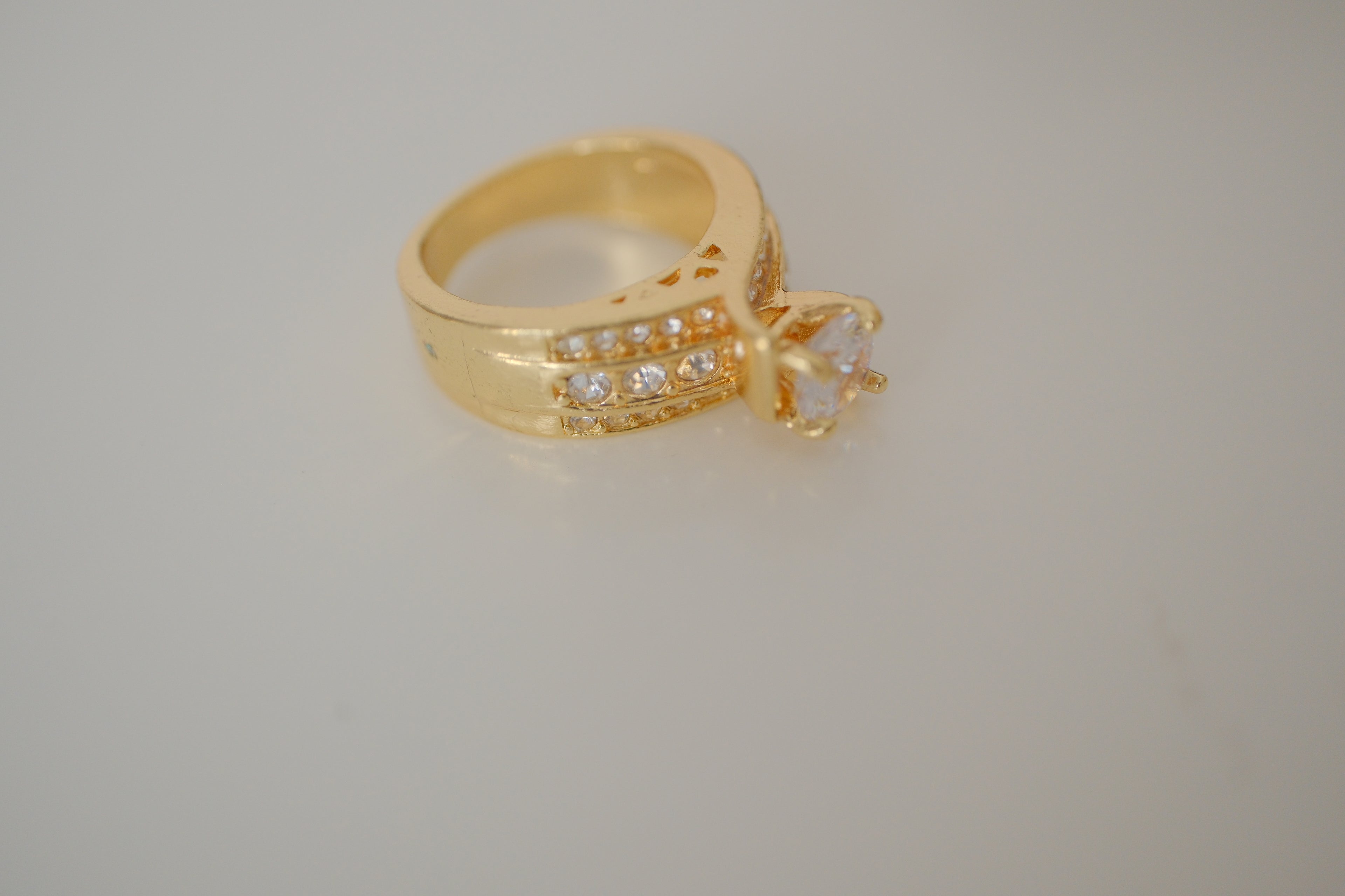 Sterling silver Gold plated multi-row accent stone ring