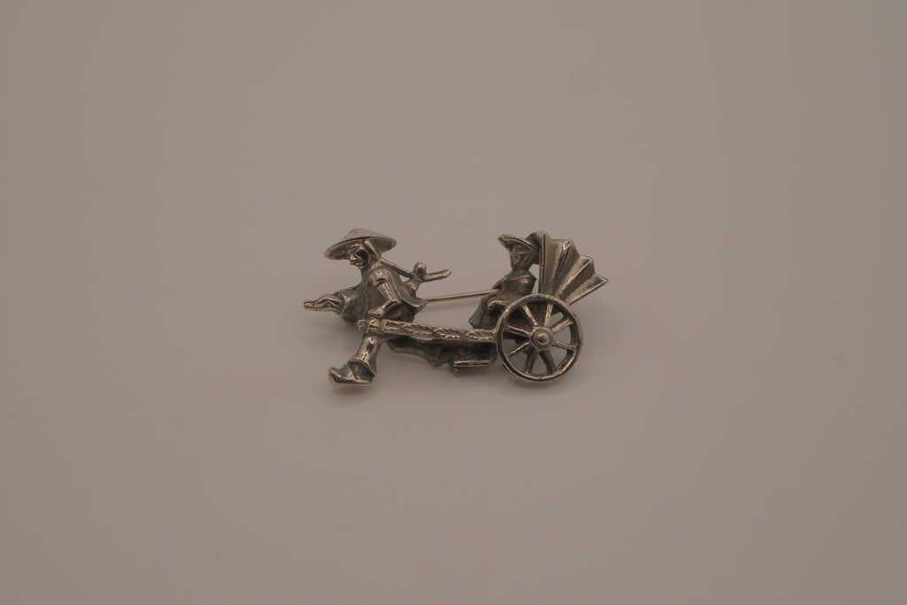 Vintage Antique silver rickshaw brooch