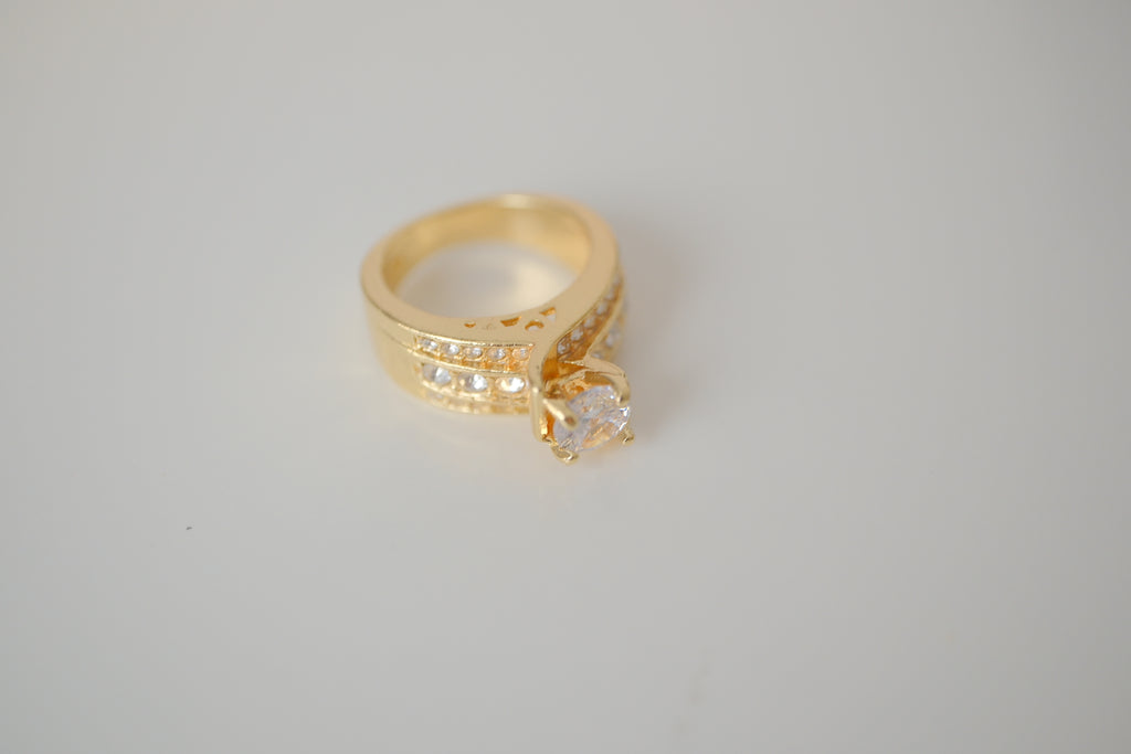Sterling silver Gold plated multi-row accent stone ring