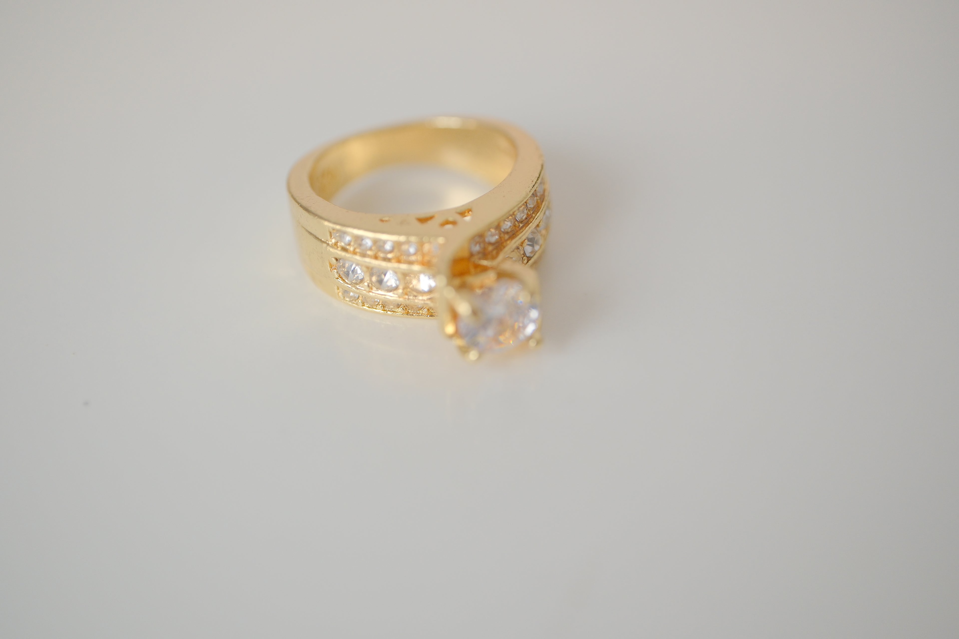 Sterling silver Gold plated multi-row accent stone ring