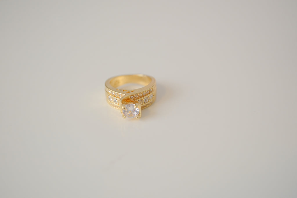 Sterling silver Gold plated multi-row accent stone ring