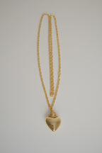 Vintage Gold-tone puffy heart pendant necklace