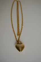 Vintage Gold-tone puffy heart pendant necklace