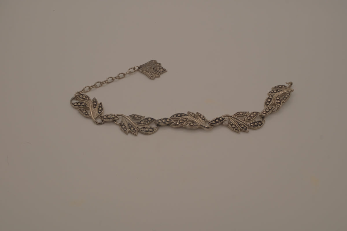 Vintage Art Deco style marcasite leaf bracelet