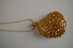 Vintage Gold-tone Open filigree design heart necklace