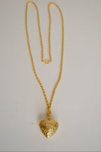 Vintage Gold Floral Heart Pendant Necklace