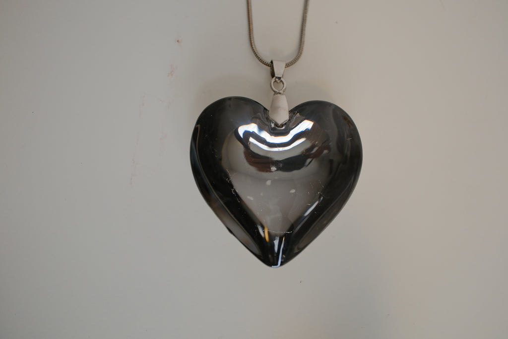 Dark Grey heart pendant necklace