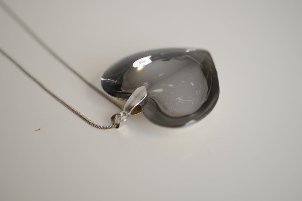 Dark Grey heart pendant necklace