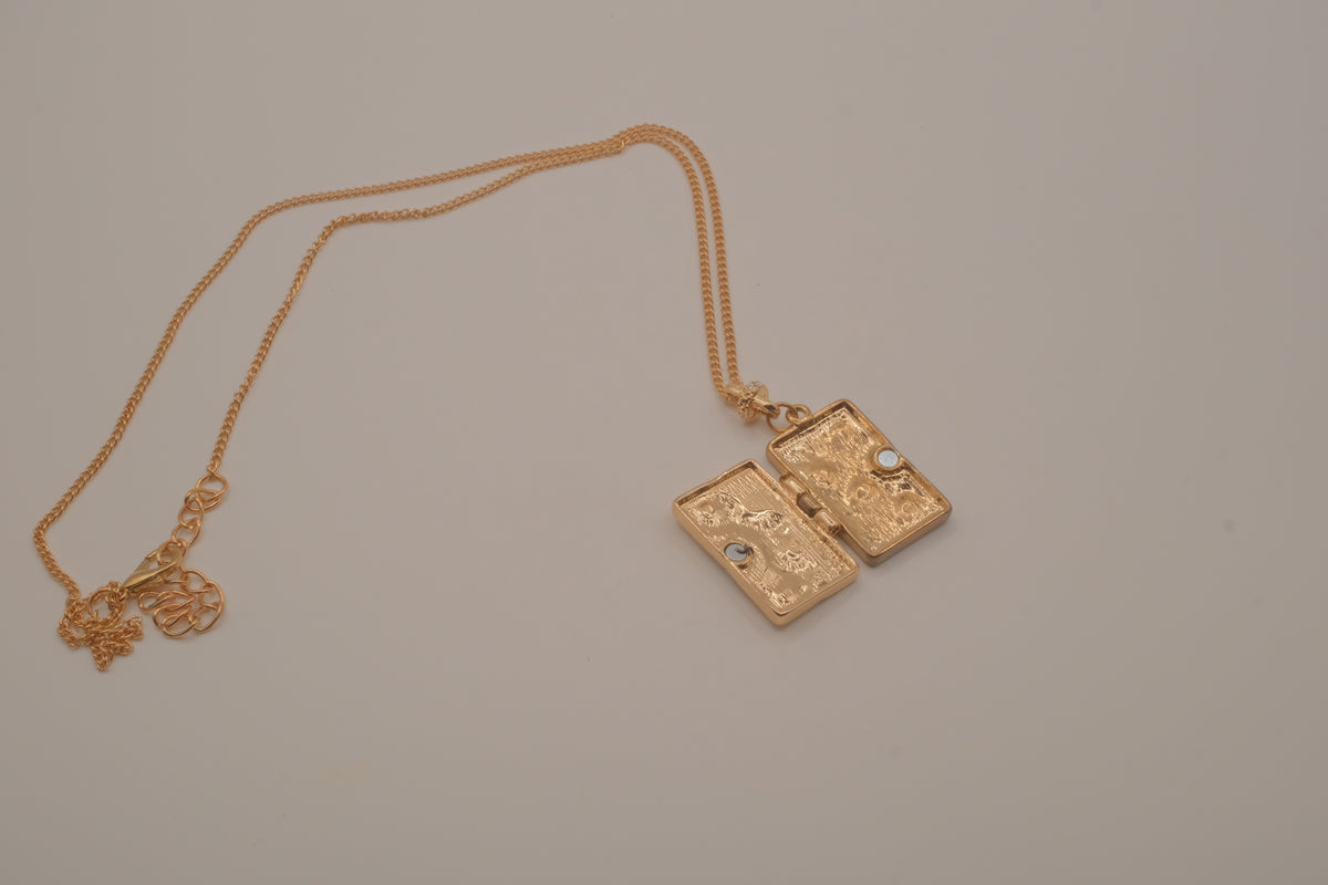 Celestial book locket necklace