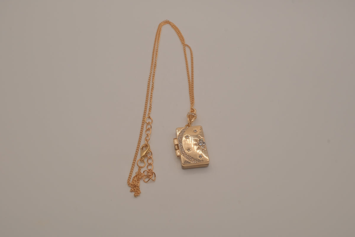 Celestial book locket necklace