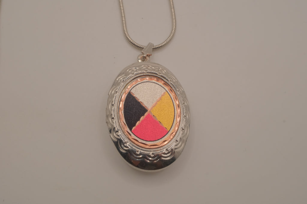 Vintage Medicine Wheel locket pendant necklace