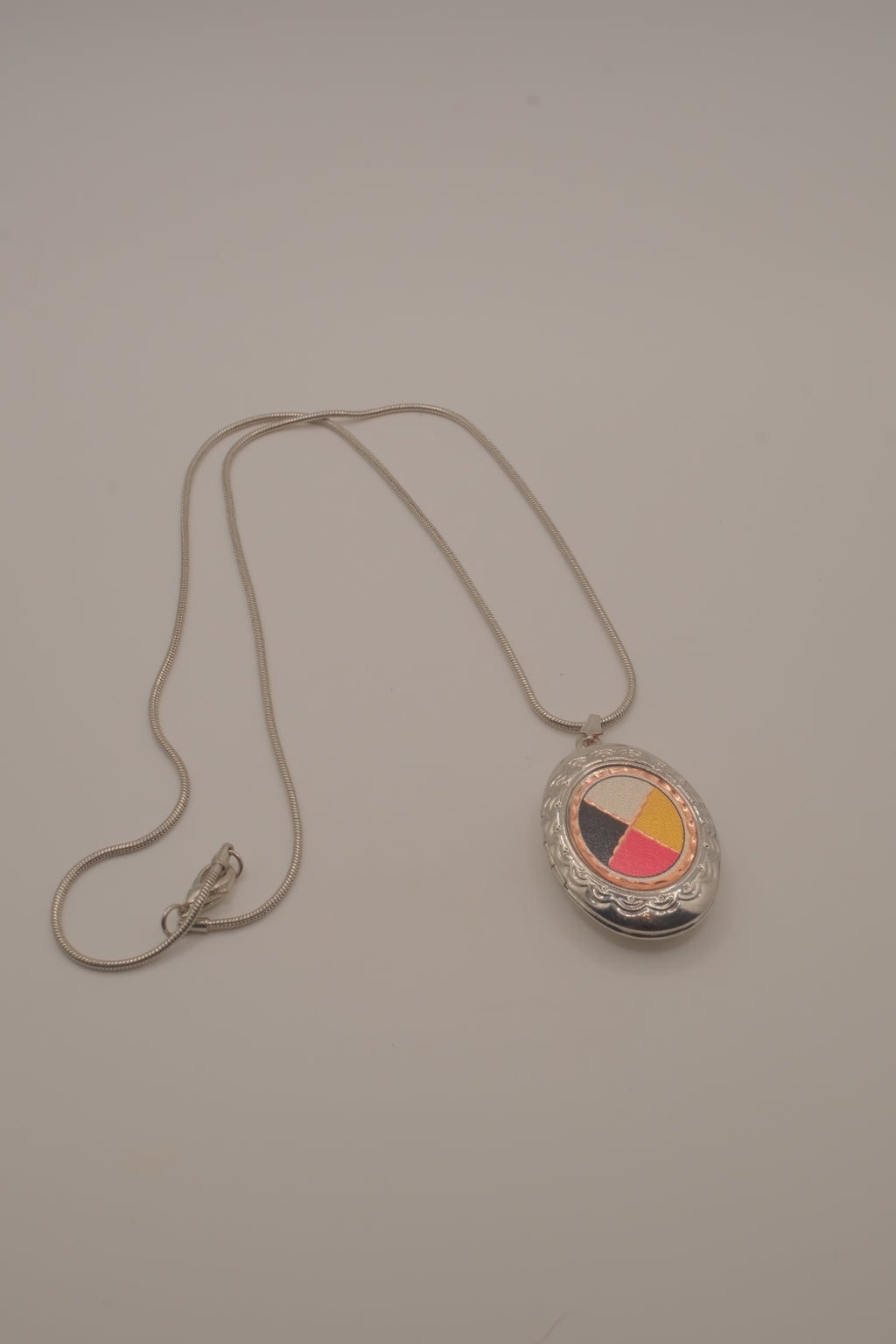 Vintage Medicine Wheel locket pendant necklace