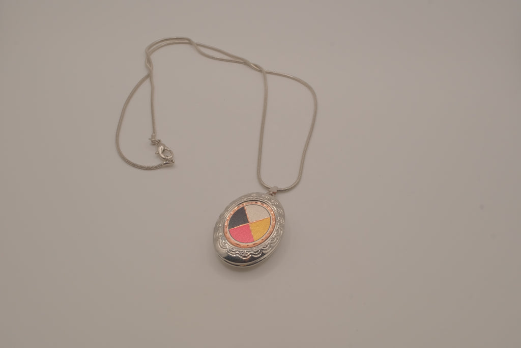 Vintage Medicine Wheel locket pendant necklace