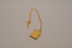 Vintage rectangular book locket pendant necklace with fligree border