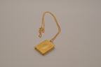 Vintage rectangular book locket pendant necklace with fligree border