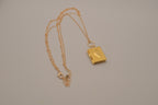 Layered gold book locket necklace