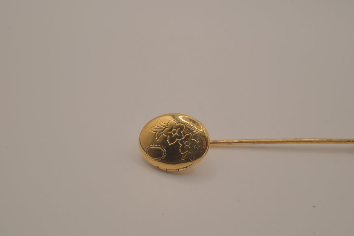 Vintage Floral locket Hat pin/lapel pin