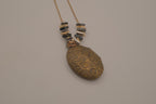 Antique brass-finished floral oval locket necklace&nbsp;