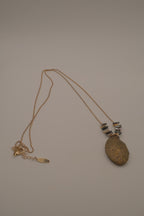 Antique brass-finished floral oval locket necklace&nbsp;