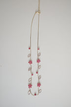Pink rhinestone floral choker necklace