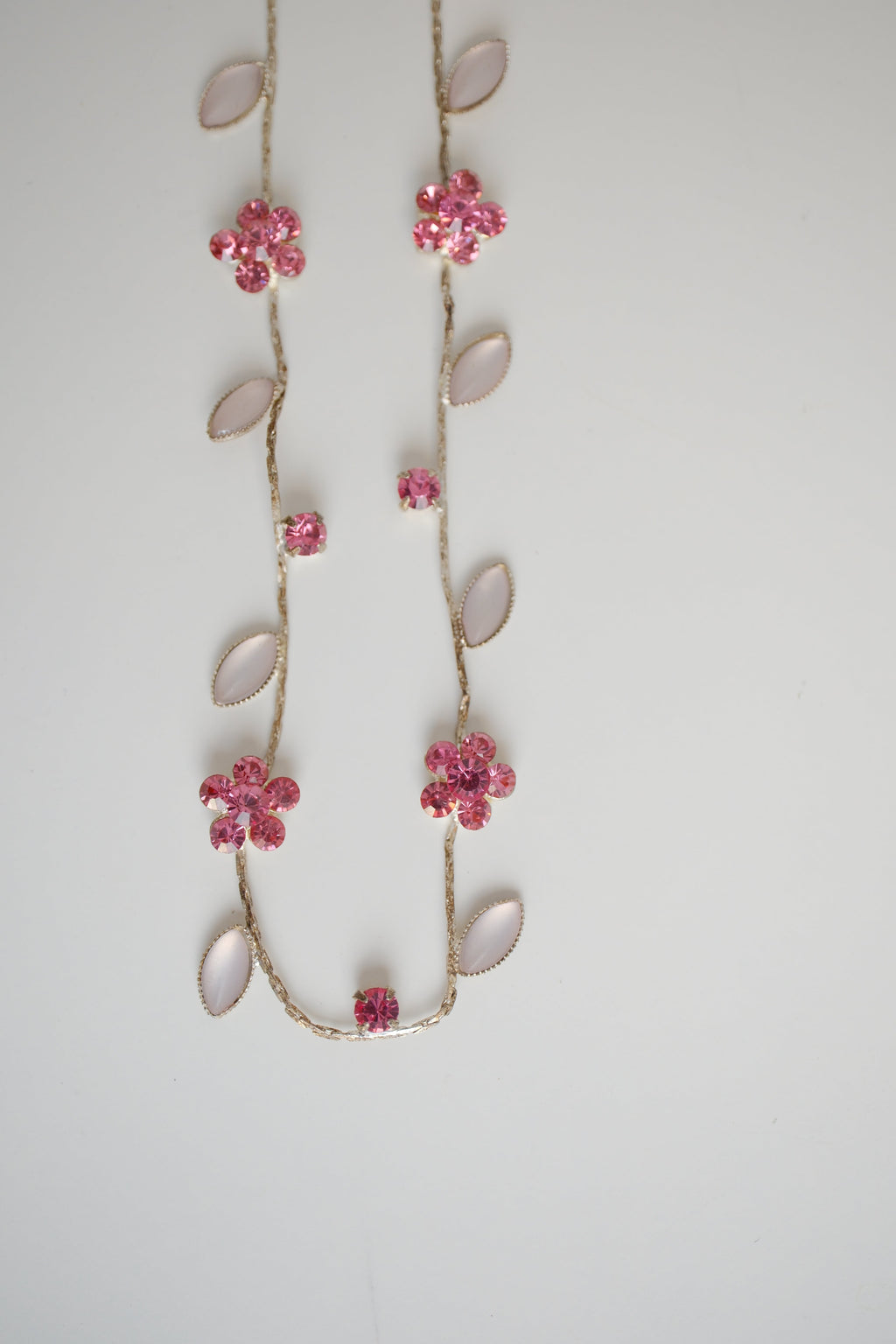 Pink rhinestone floral choker necklace