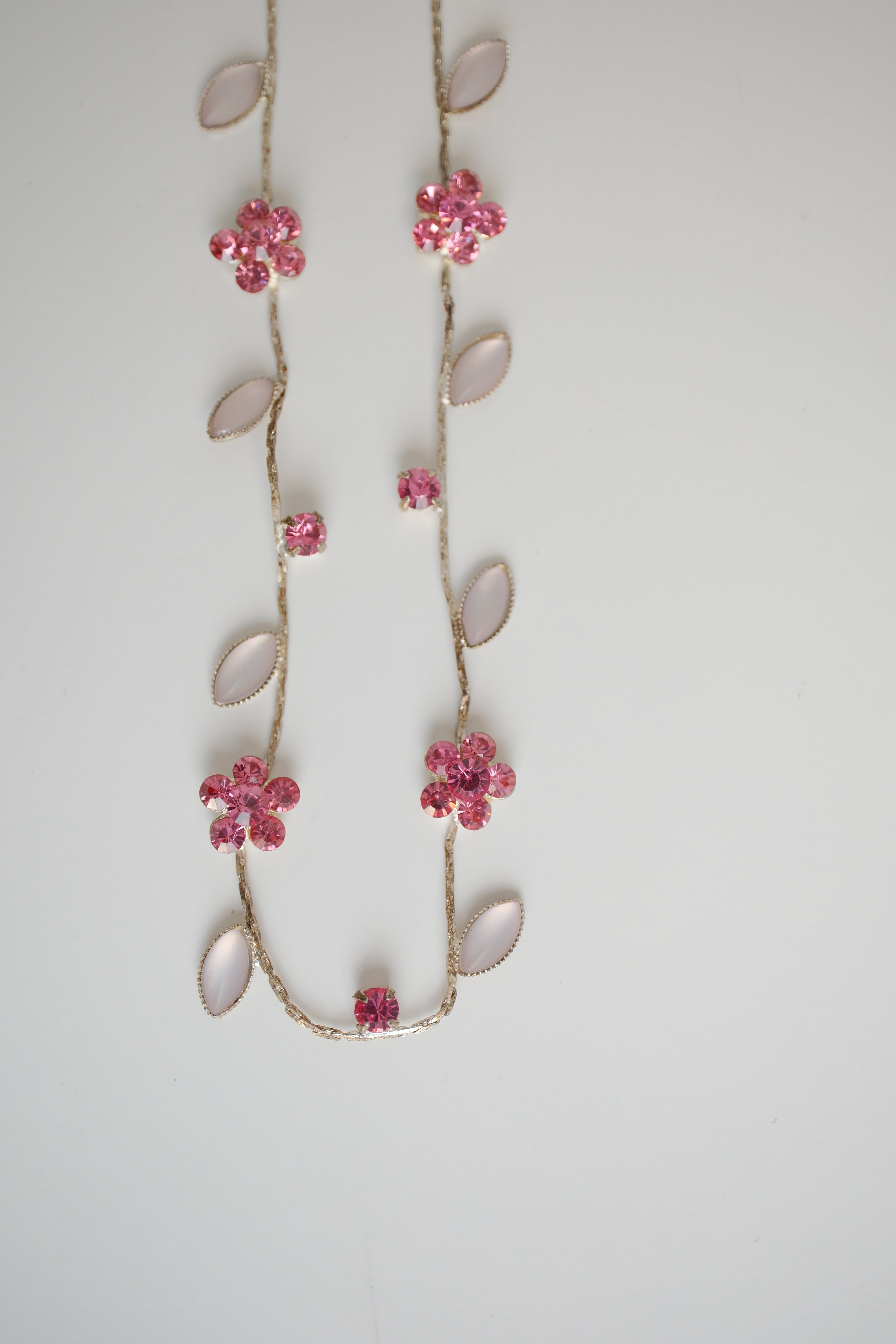 Pink rhinestone floral choker necklace
