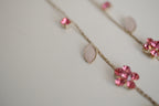 Pink rhinestone floral choker necklace