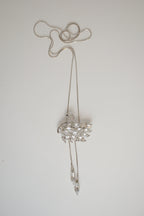 Silver tone swan bolo tie necklace