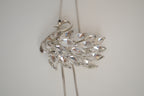 Silver tone swan bolo tie necklace