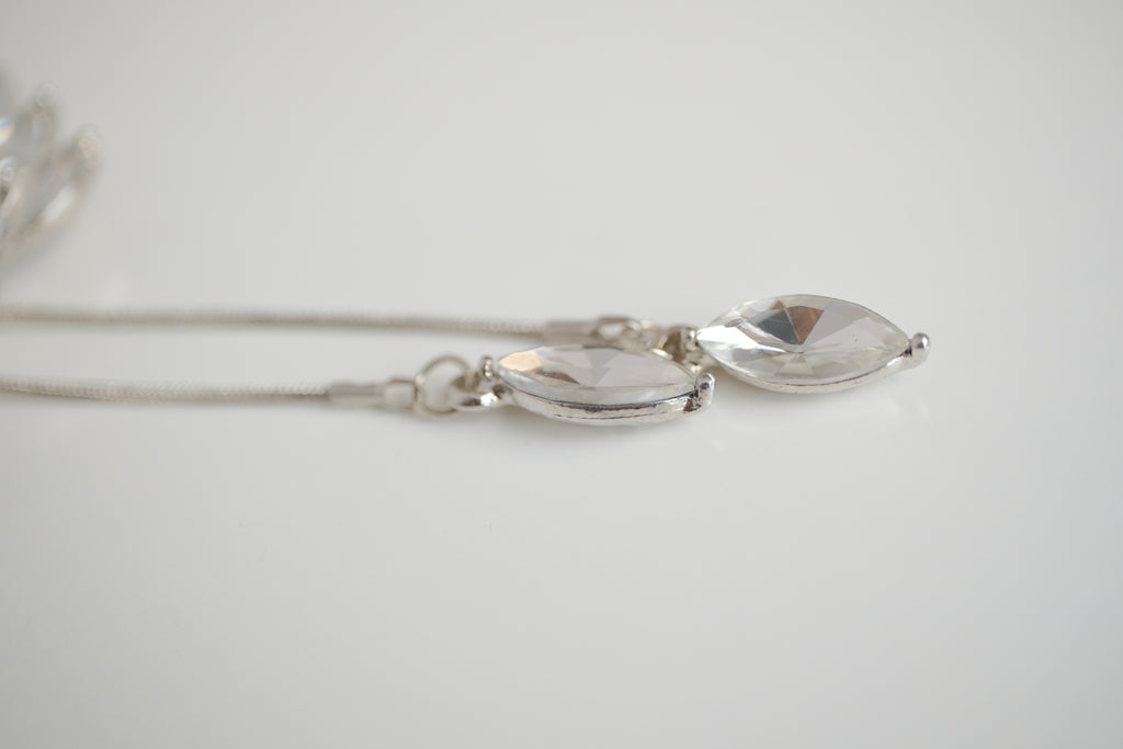 Silver tone swan bolo tie necklace