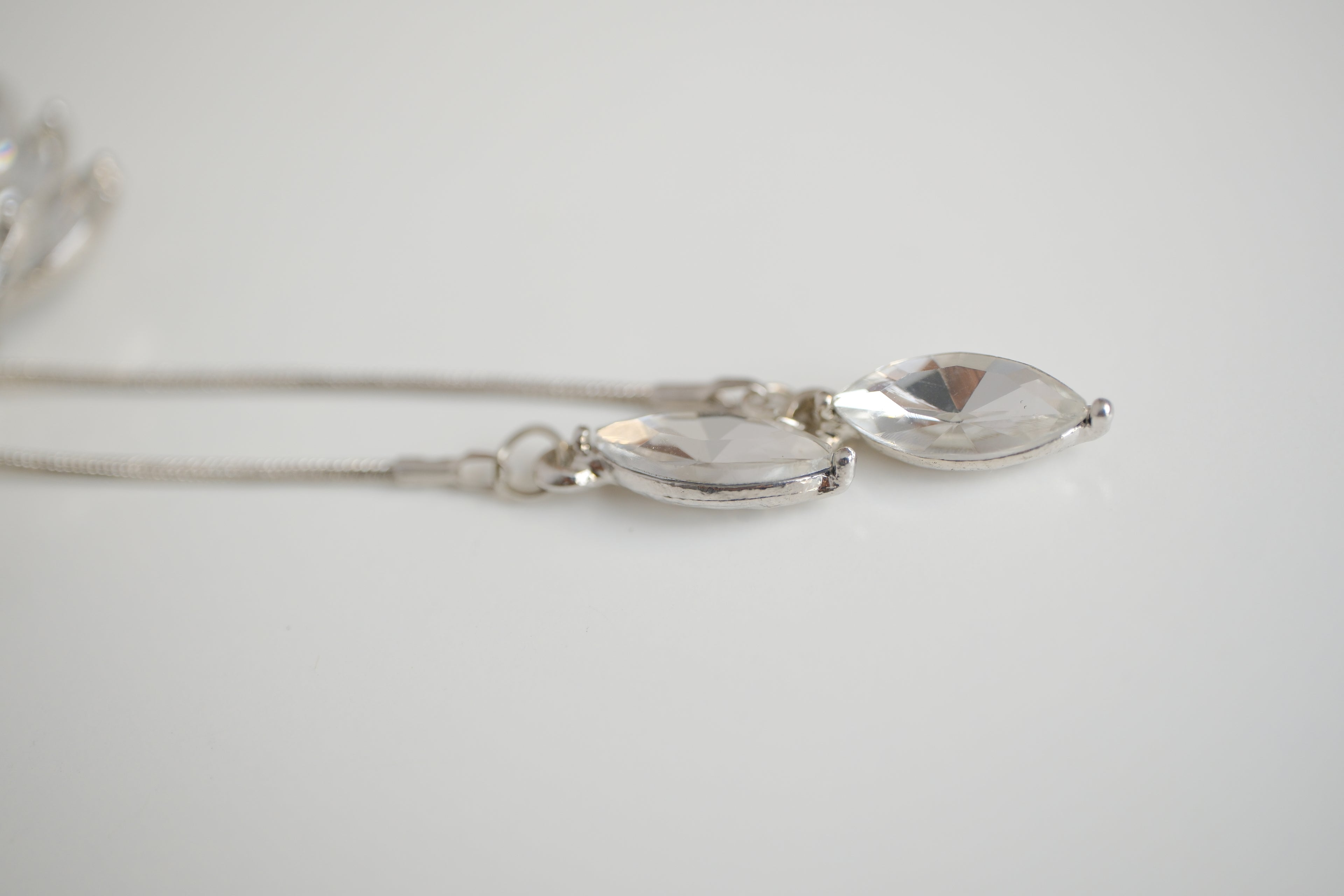 Silver tone swan bolo tie necklace