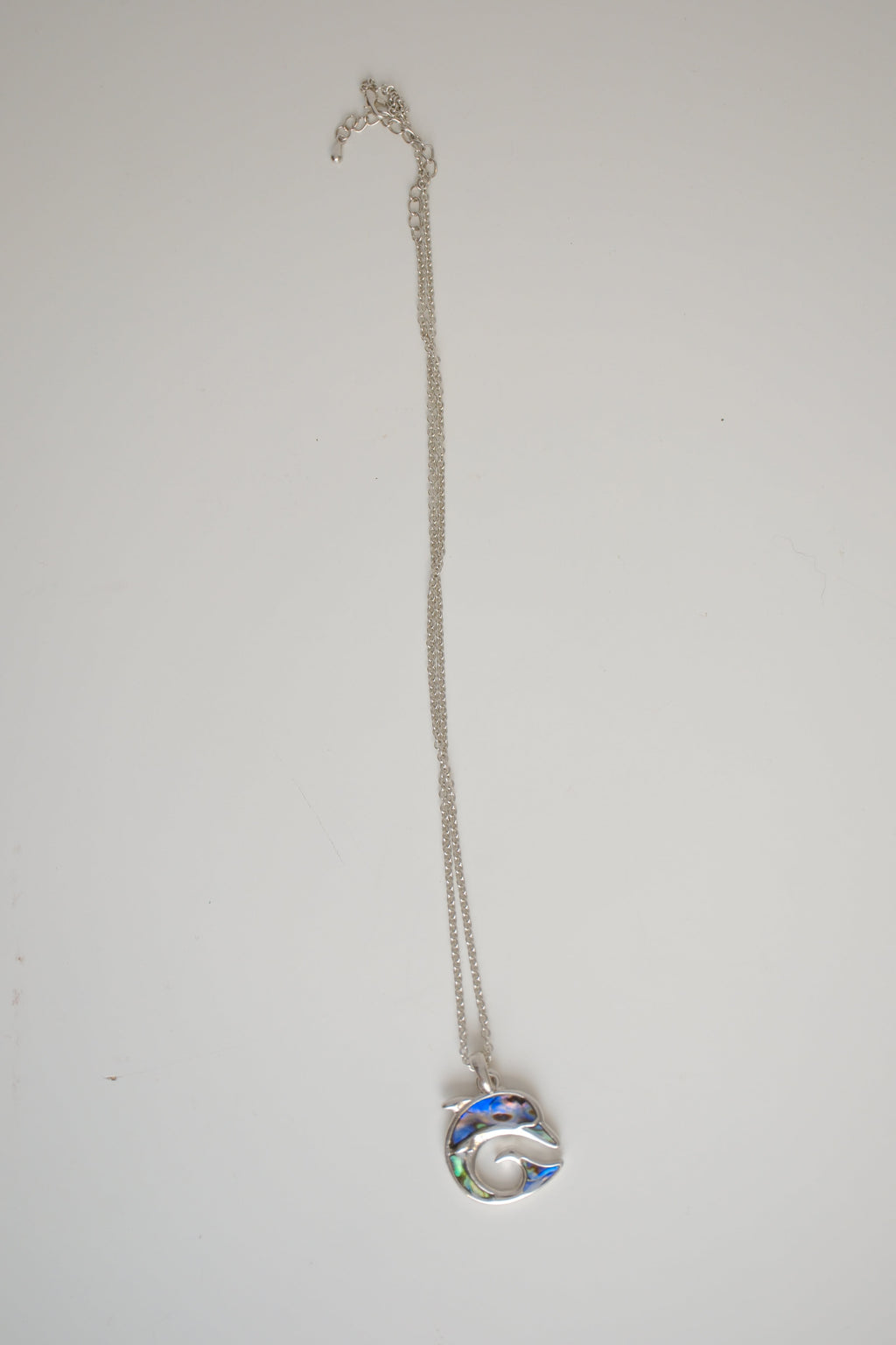 Silver tone Dolphin Abalone shell necklace