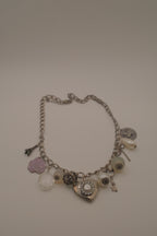Vintage silver charm necklace with locket