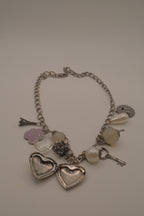 Vintage silver charm necklace with locket