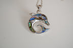 Silver tone Dolphin Abalone shell necklace