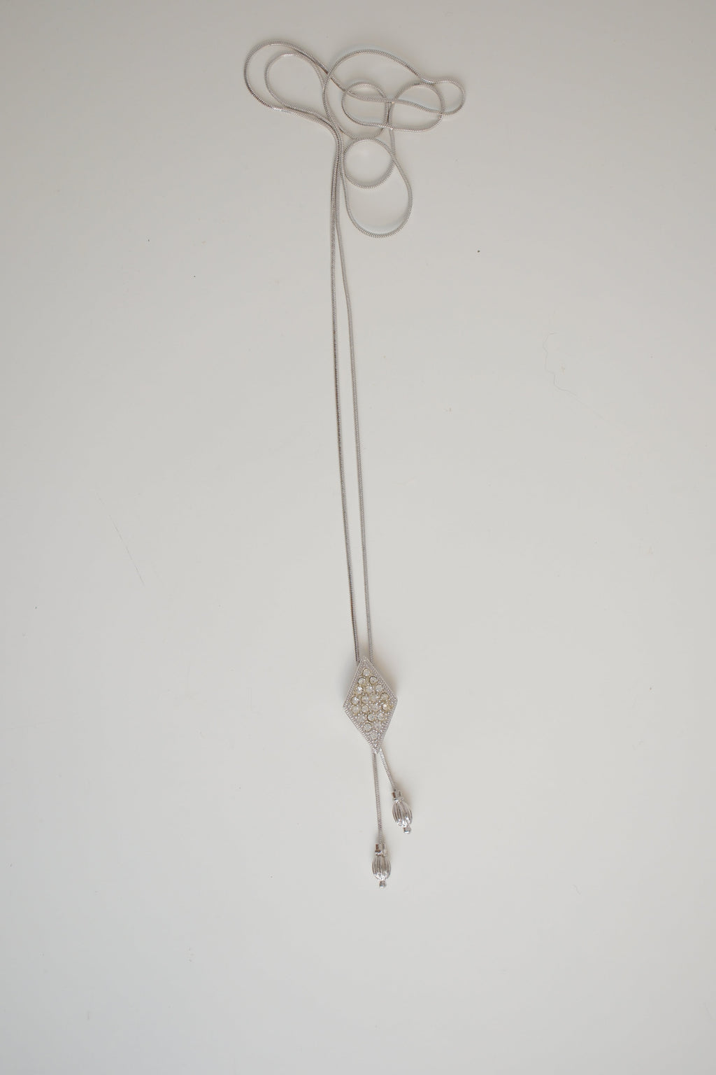 Crystal lariat-style bolo necklace