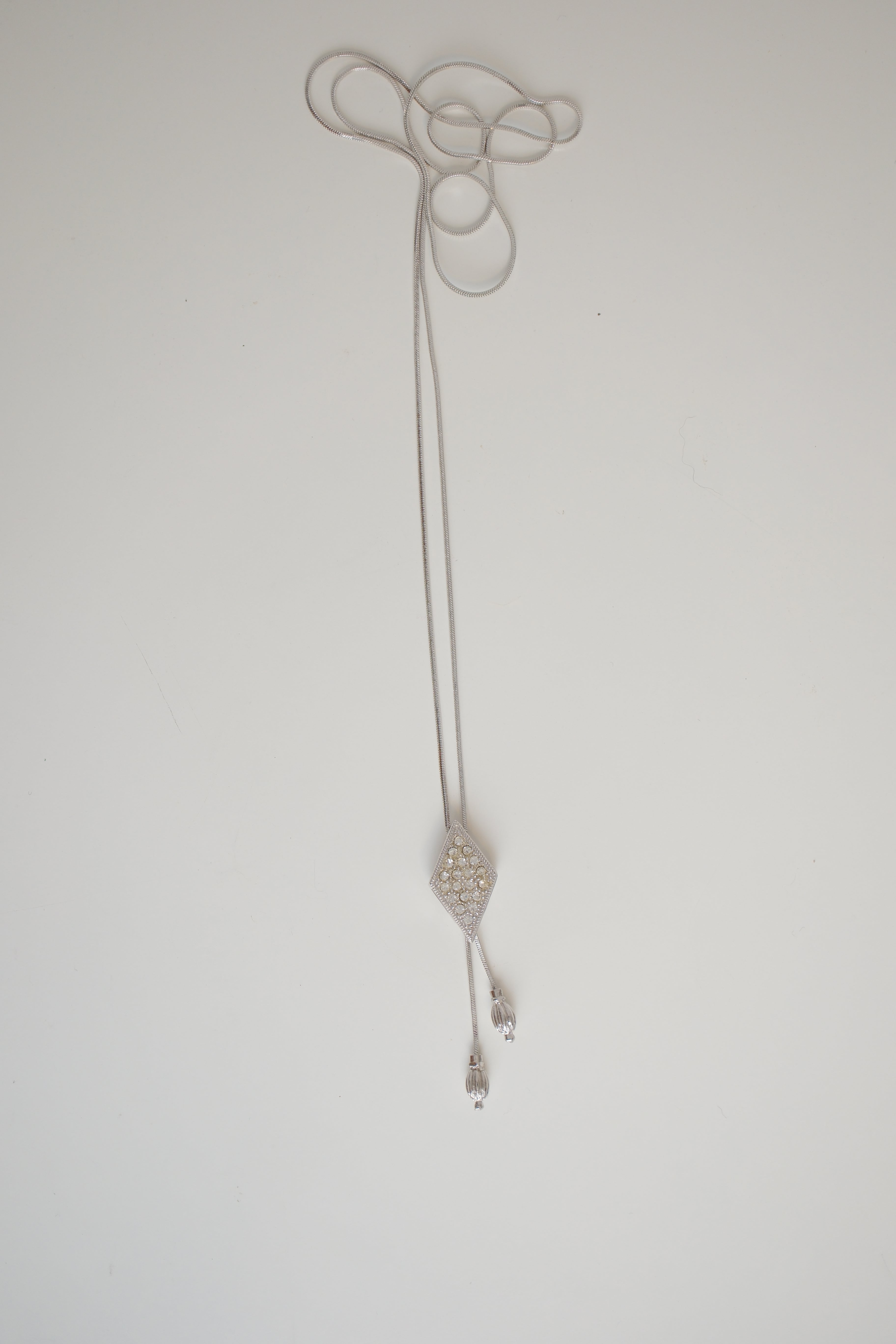 Crystal lariat-style bolo necklace