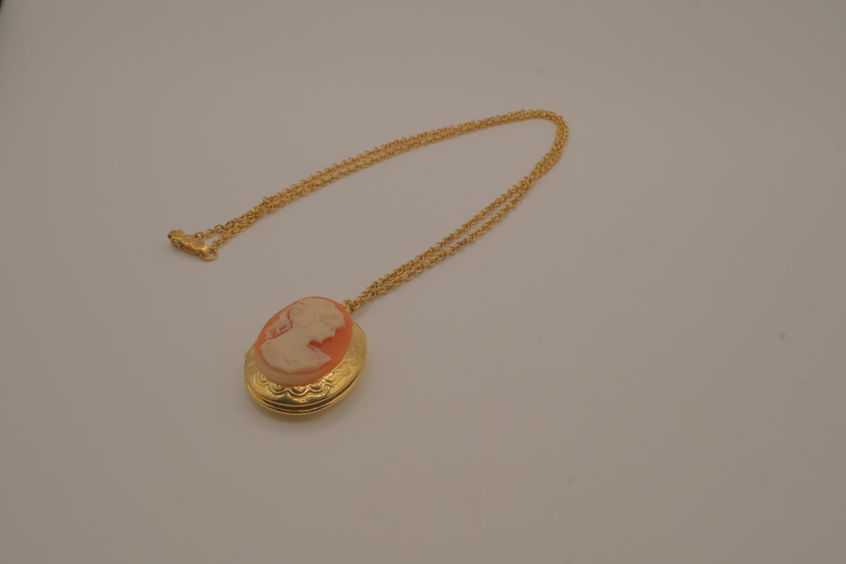 Vintage cameo locket necklace
