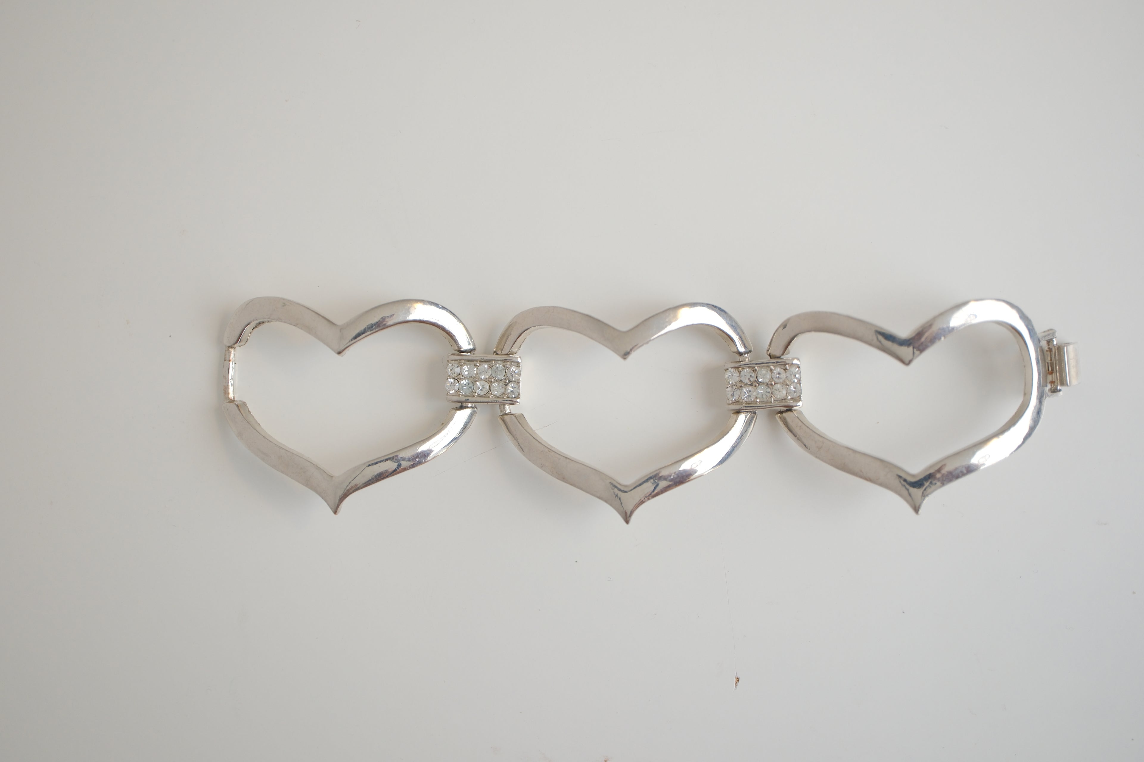 Silver tone open-heart link bracelet